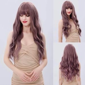 Human hair blend pastel purple color wig.